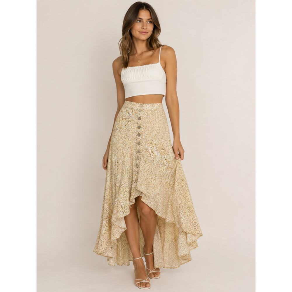 Little Lies Boho Cottagecore Floral High Low Midi Skirt - Size XS - Picture 2 of 10